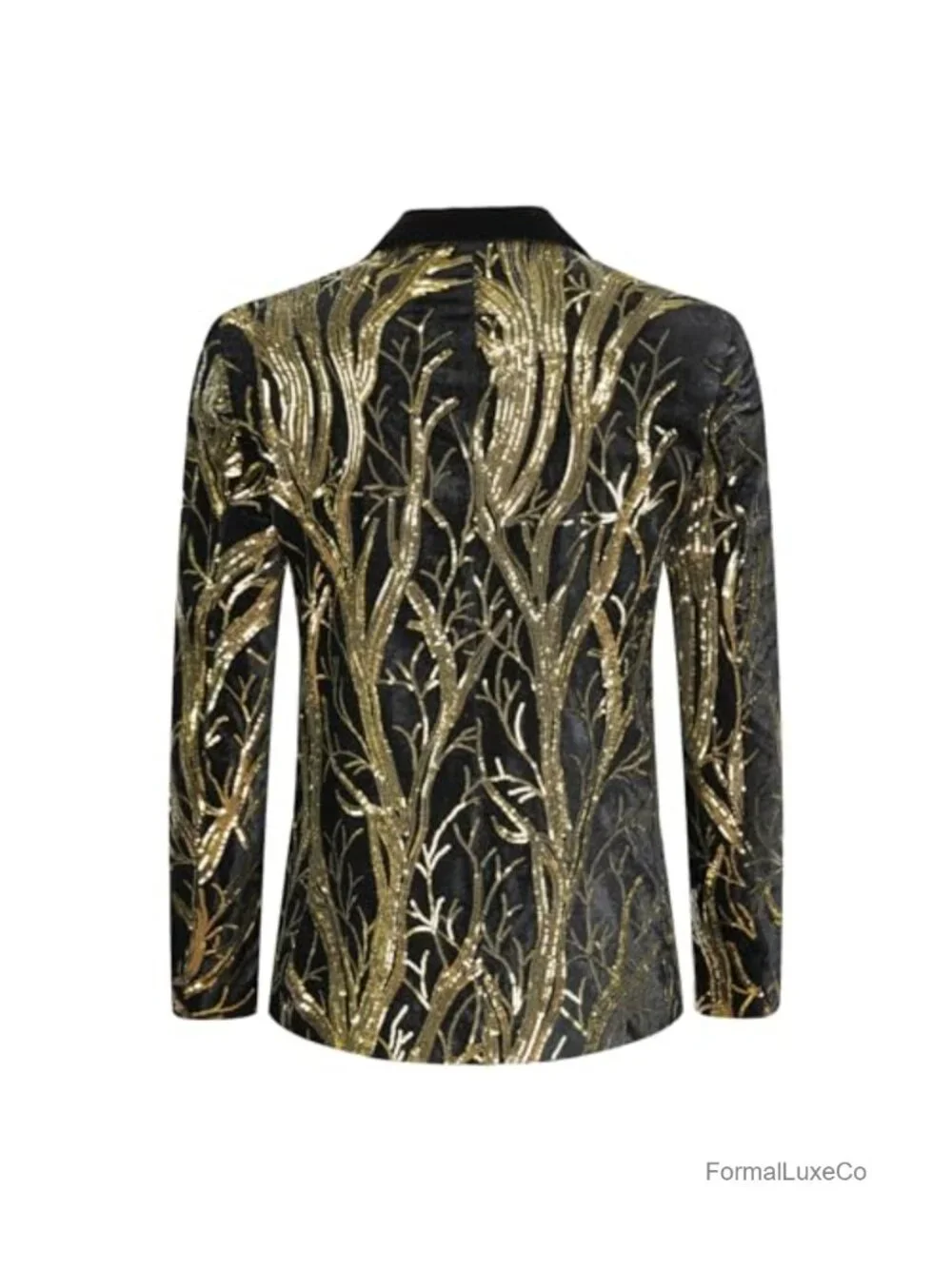 Men's Sequin Blazer Slim Fit Velvet Tuxedo Sport Coat with Peak Lapel for